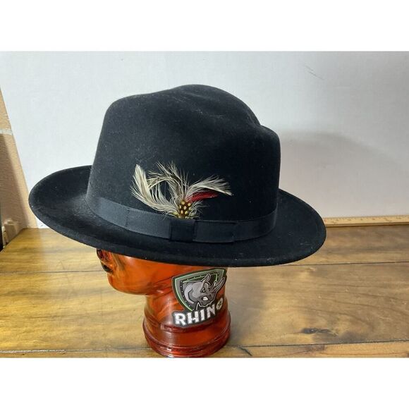 Jump Jive Black Wool Fedora Hat Made In USA Size Large - Picture 1 of 11